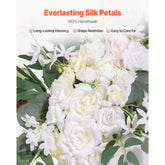 Artificial Wedding Arch Flowers Kit (Pack of 3) with 21Ft Wedding Arch Draping Fabric,Arch Flowers for Wedding Ceremony and Reception Backdrop Wedding Decoration (White)